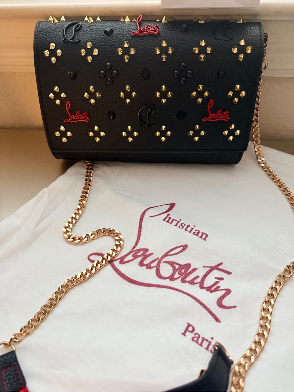 New  Black Studded Clutch Shoulder Bag